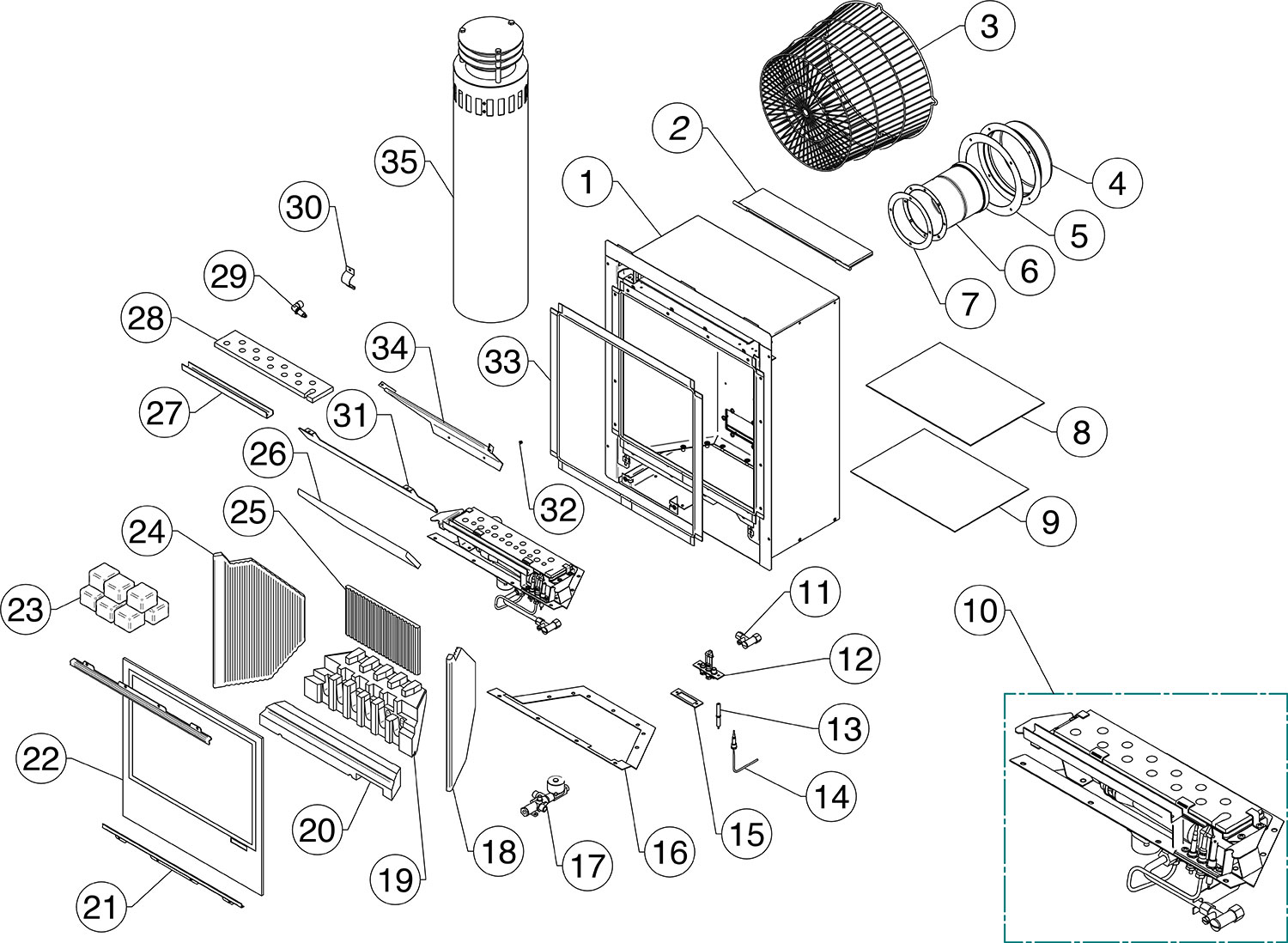 E-Box Coals - NG - Balanced Flue (112-360) - Gazco Spare Parts